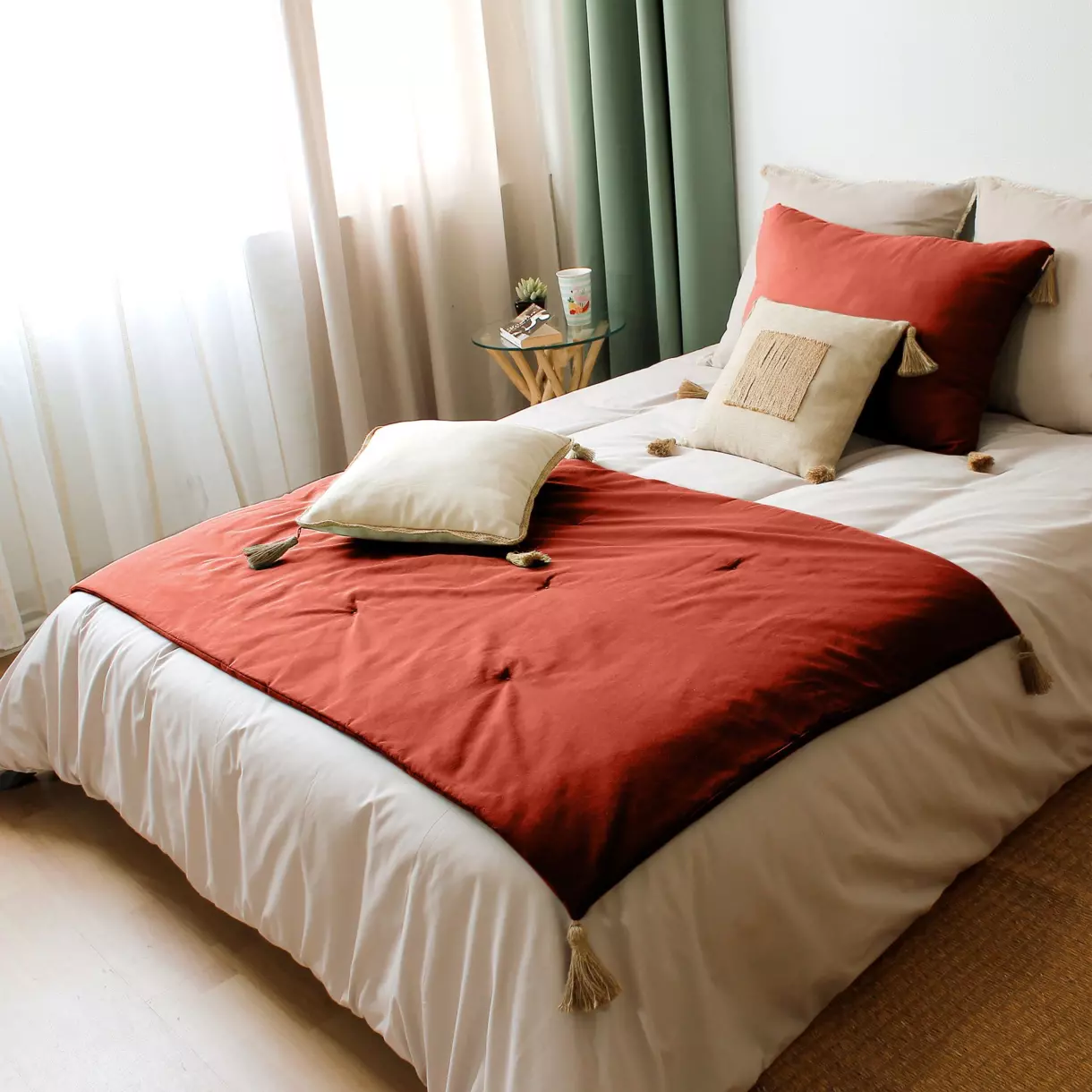 Edredon coton (90 x 190 cm) Panama Terre cuite 1