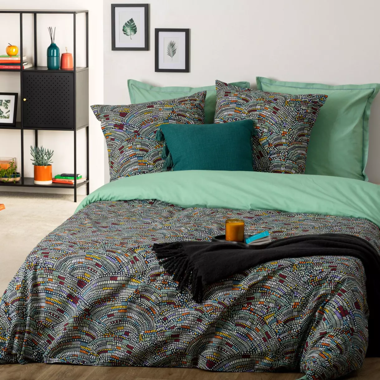 Funda Nórdica y dos fundas para almohada algodón (240 cm) Mozaika Azul 1