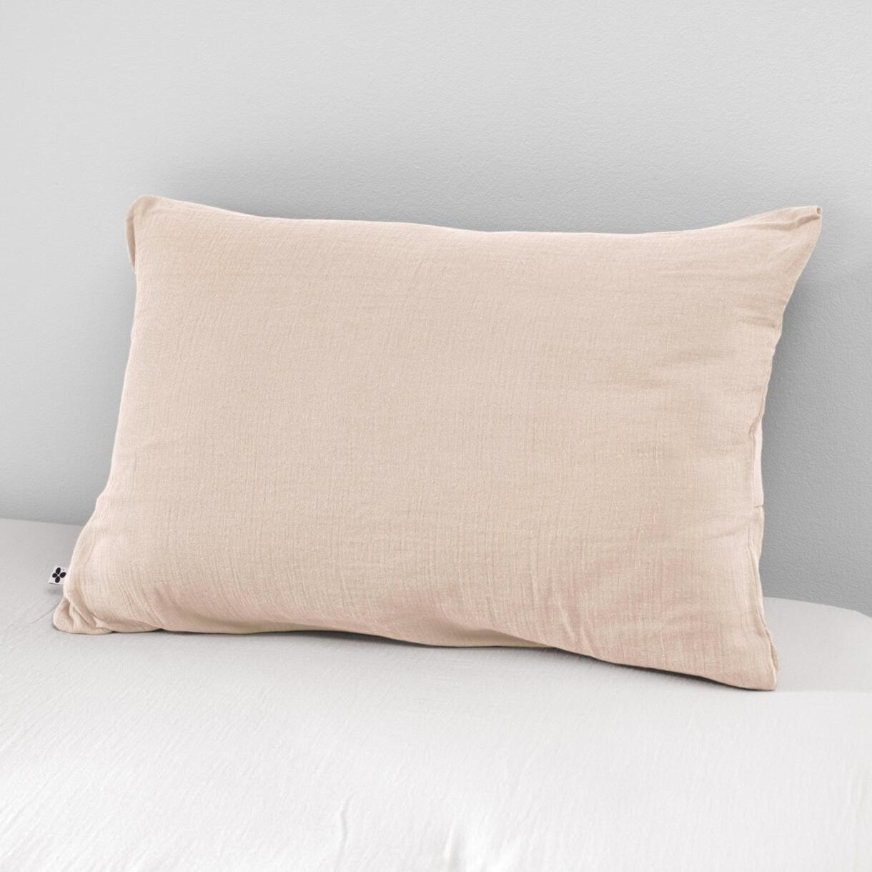 Funda para almohada rectangular en gasa de algodón (L80 cm) Gaïa Rose terso 1