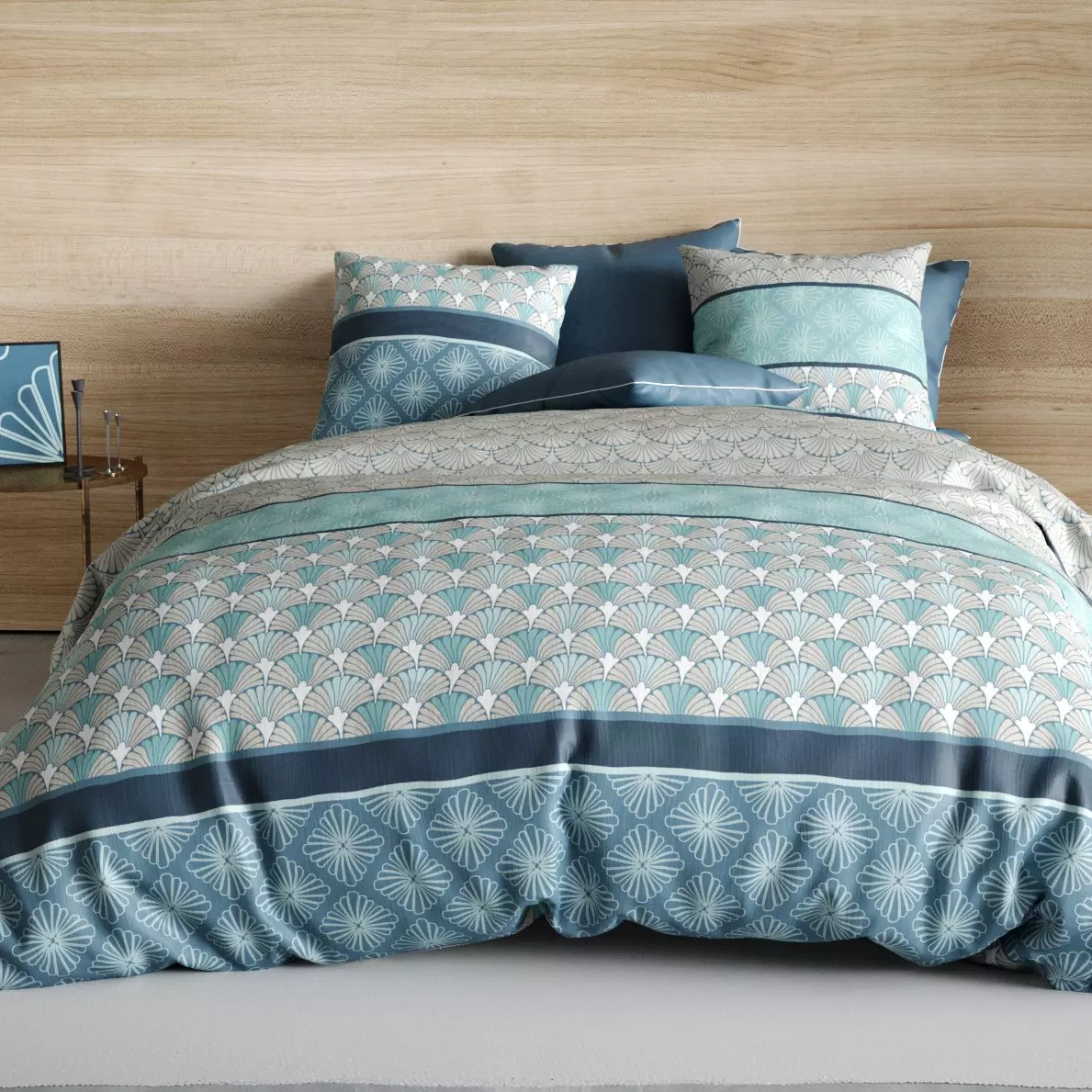 Funda nórdica y una funda en algodón (140 cm) Zircon Azul 1