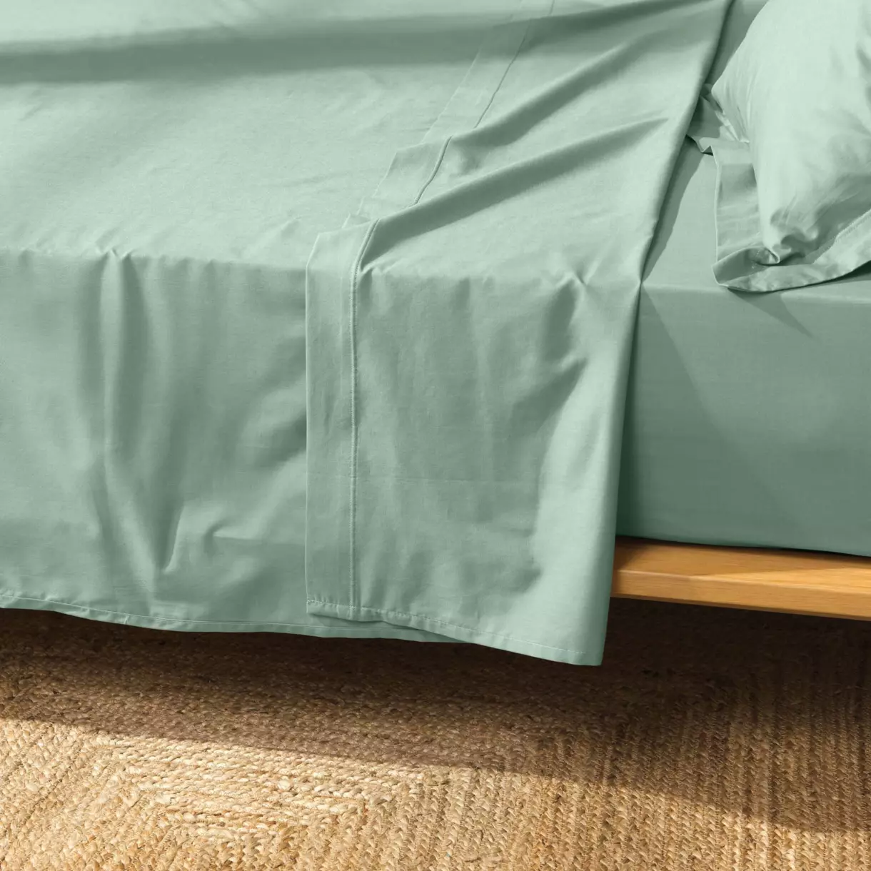 Drap plat coton bio (180 cm) Biolina Vert sauge 1