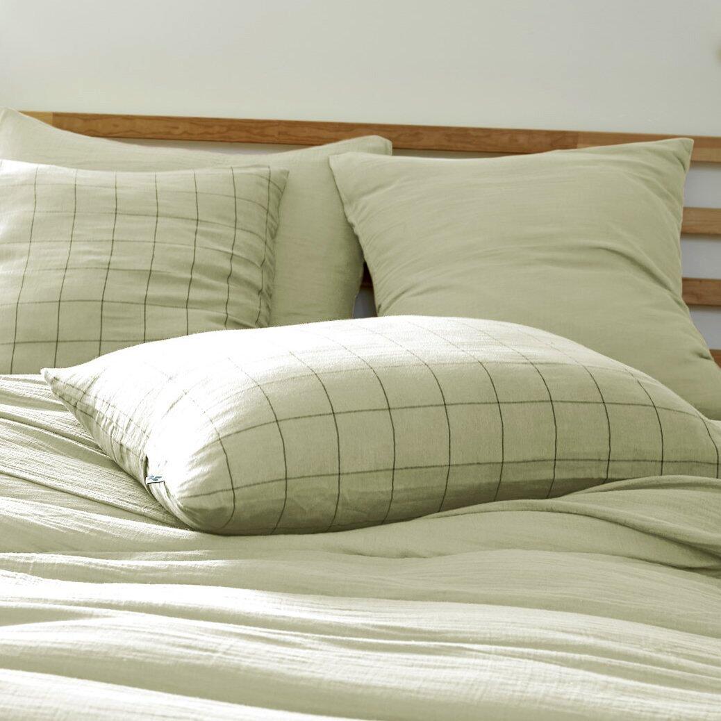 Funda de almohada rectangular en gasa de algodón (70 cm) Gaïa Match Verde tilo 1