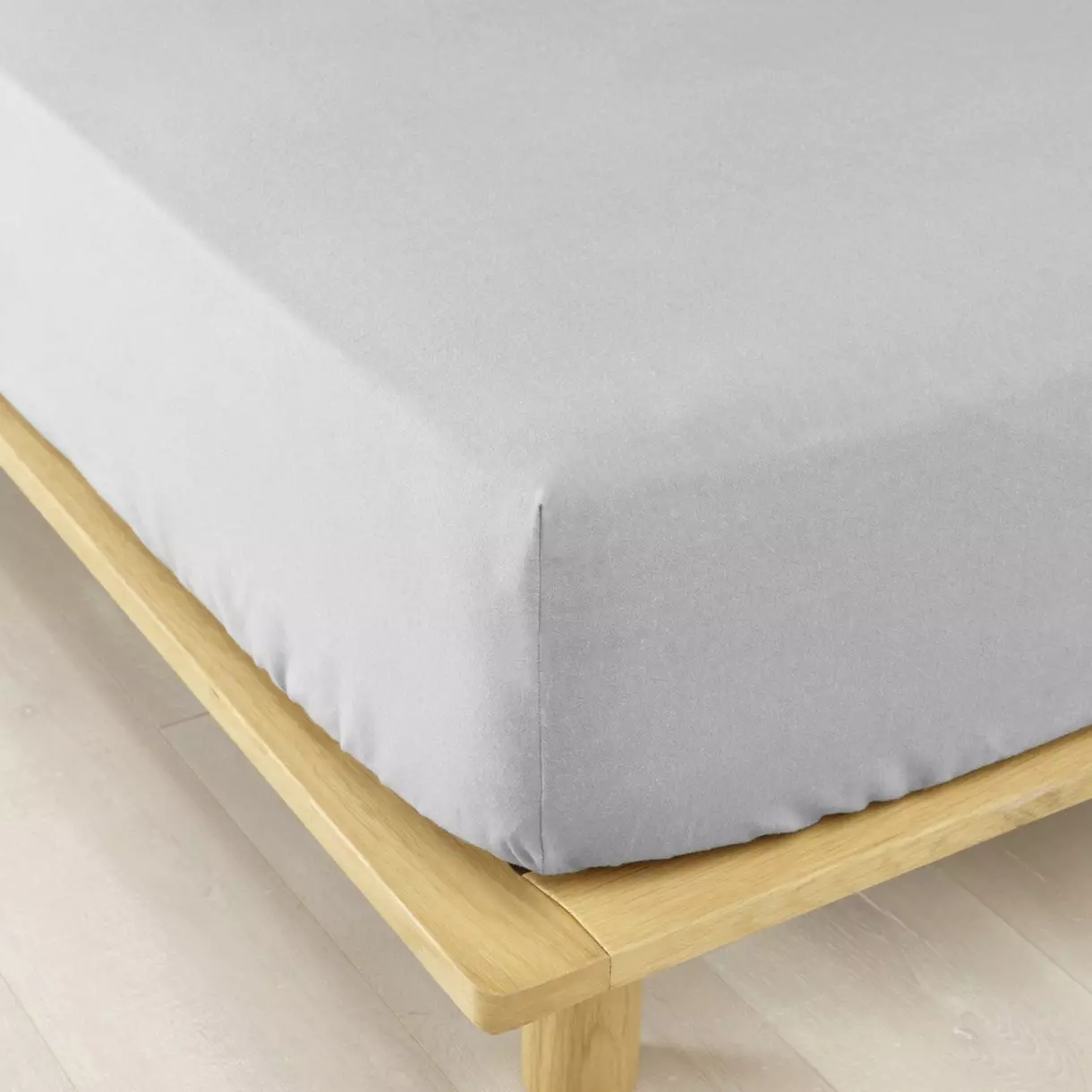 Sábana bajera en franela de algodón (90 cm) Théa Gris claro 1