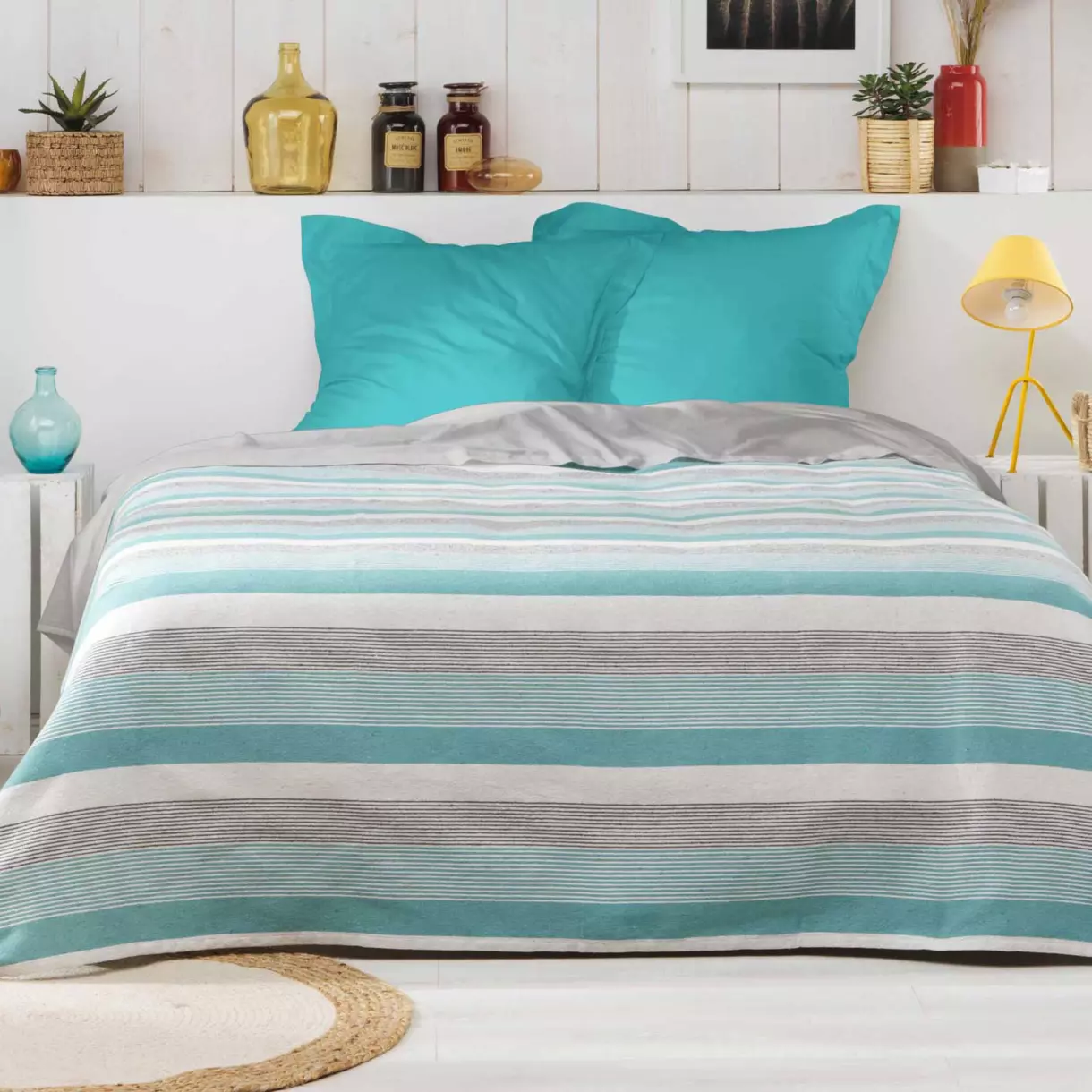 Colcha (180 x 220 cm) Fiby Azul claro 1