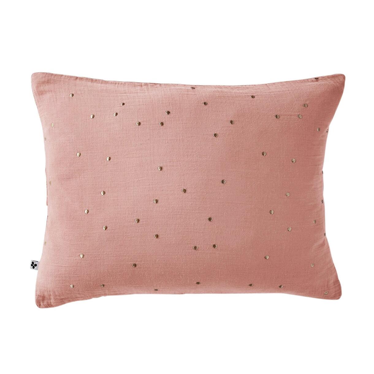 Kussensloop rechthoekig katoengaas (L70 cm) Gaïa Chic Perzik roze 1