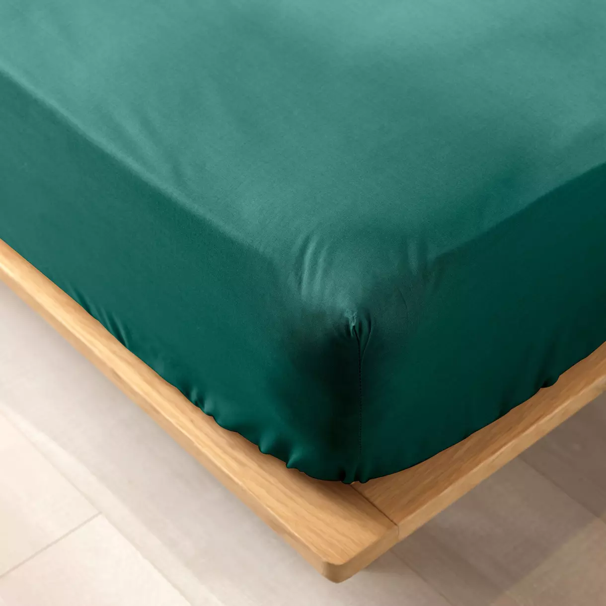 Sábana bajera en algodón bio (160 cm) Biolina Verde esmeralda 1