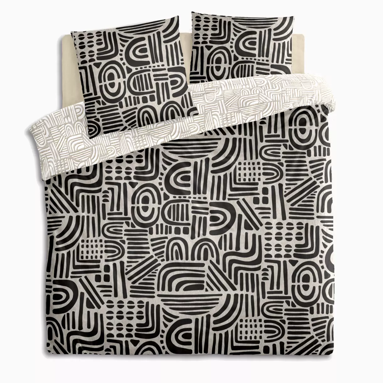 Funda nórdica y dos fundas en algodón (240 cm) Tipu Negro