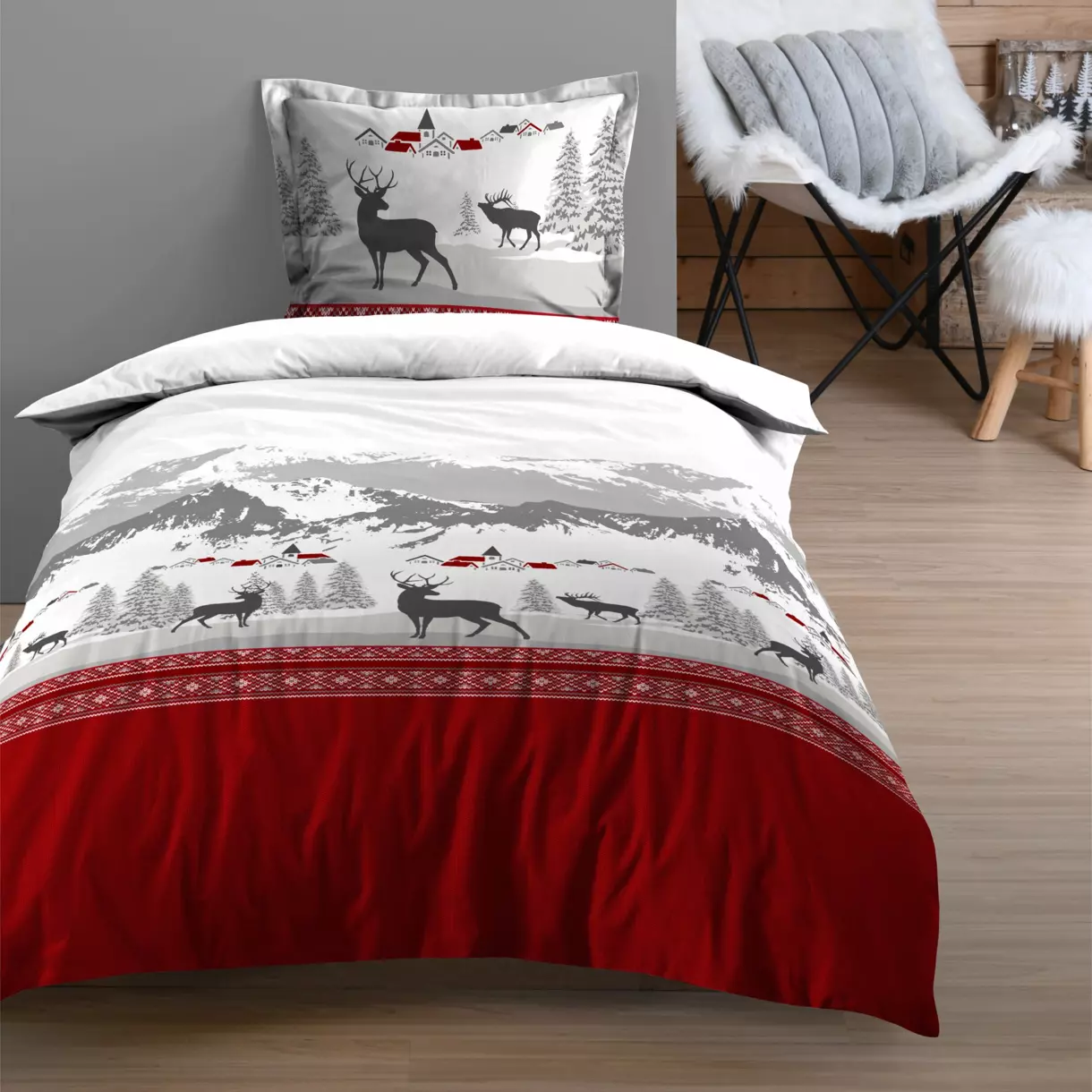 Funda Nórdica y una funda algodón (140 cm) Verchaix Rojo 1