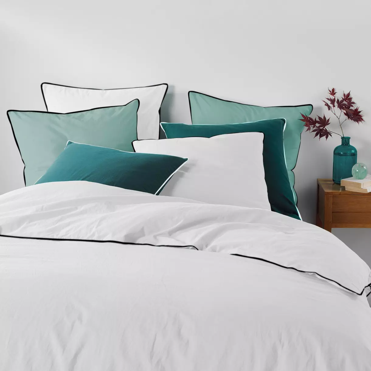 Funda Nórdica y dos fundas para almohadas algodón lavado (260 cm) Linette Blanco 1