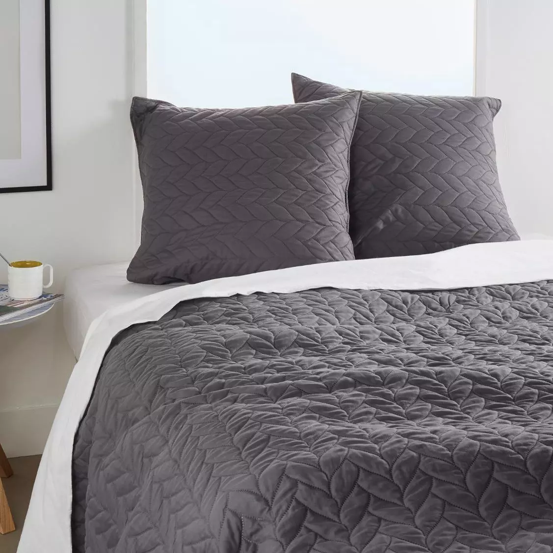 Colcha y fundas para almohadones (240 x 260 cm) Tresse Gris antracita 1