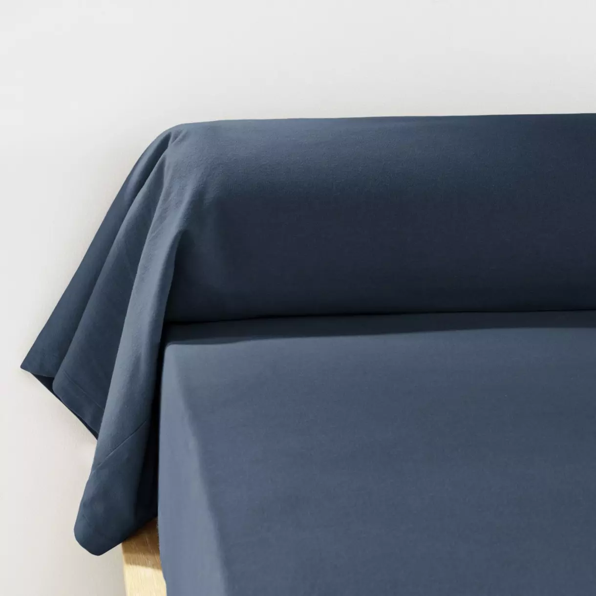 Taie de traversin flanelle de coton (L185 cm) Théa Bleu nuit 1