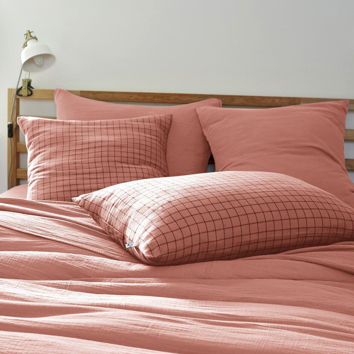 Funda para almohada rectangular en en gasa de algodón (70 cm) Gaïa Mix Rosa durazno 1