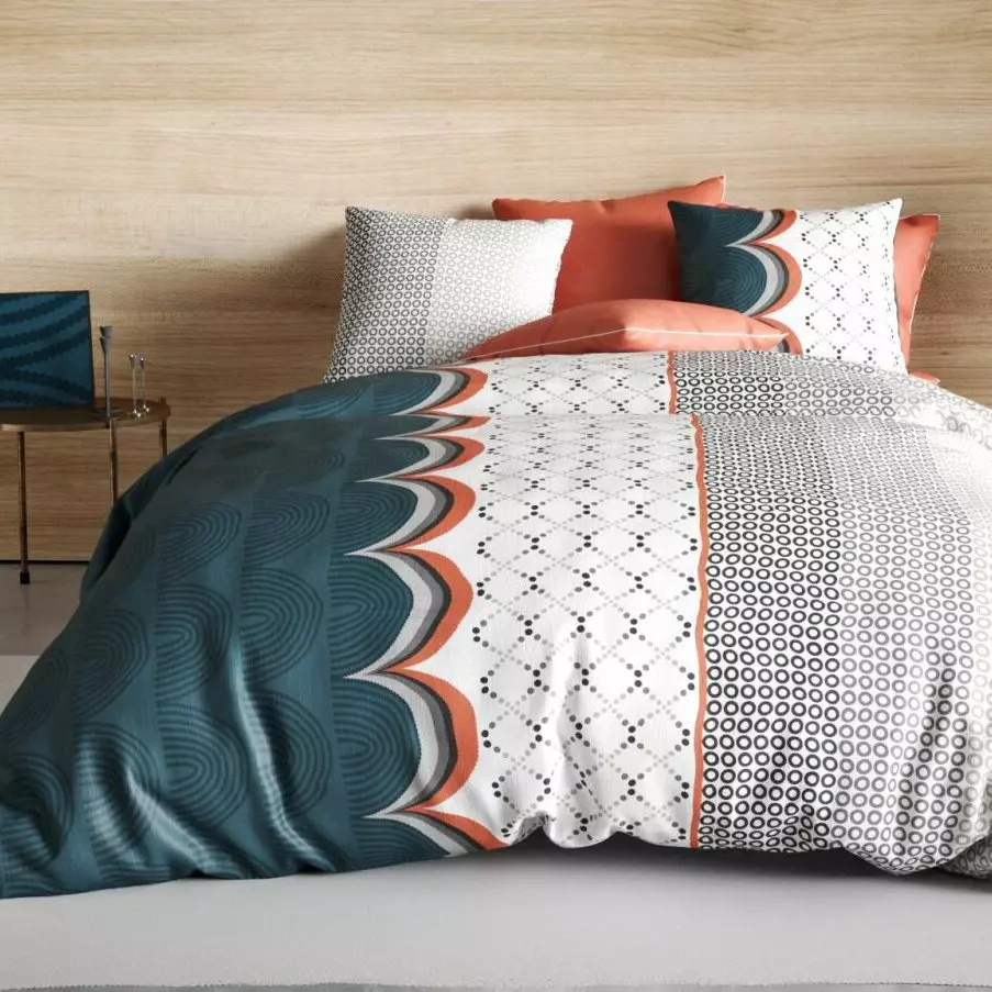 Funda Nórdica y dos fundas para almohada en algodón (240 cm) Antan Azul trullo 1