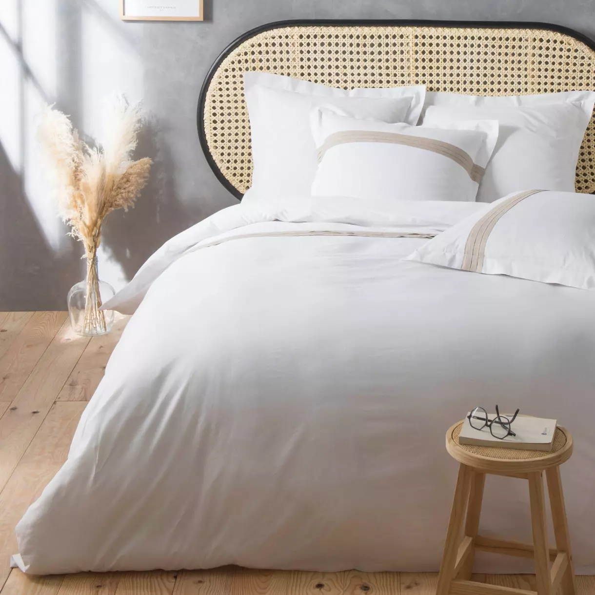 Funda Nórdica y dos fundas de almohada en algodón (240 cm) Laly Blanco 1