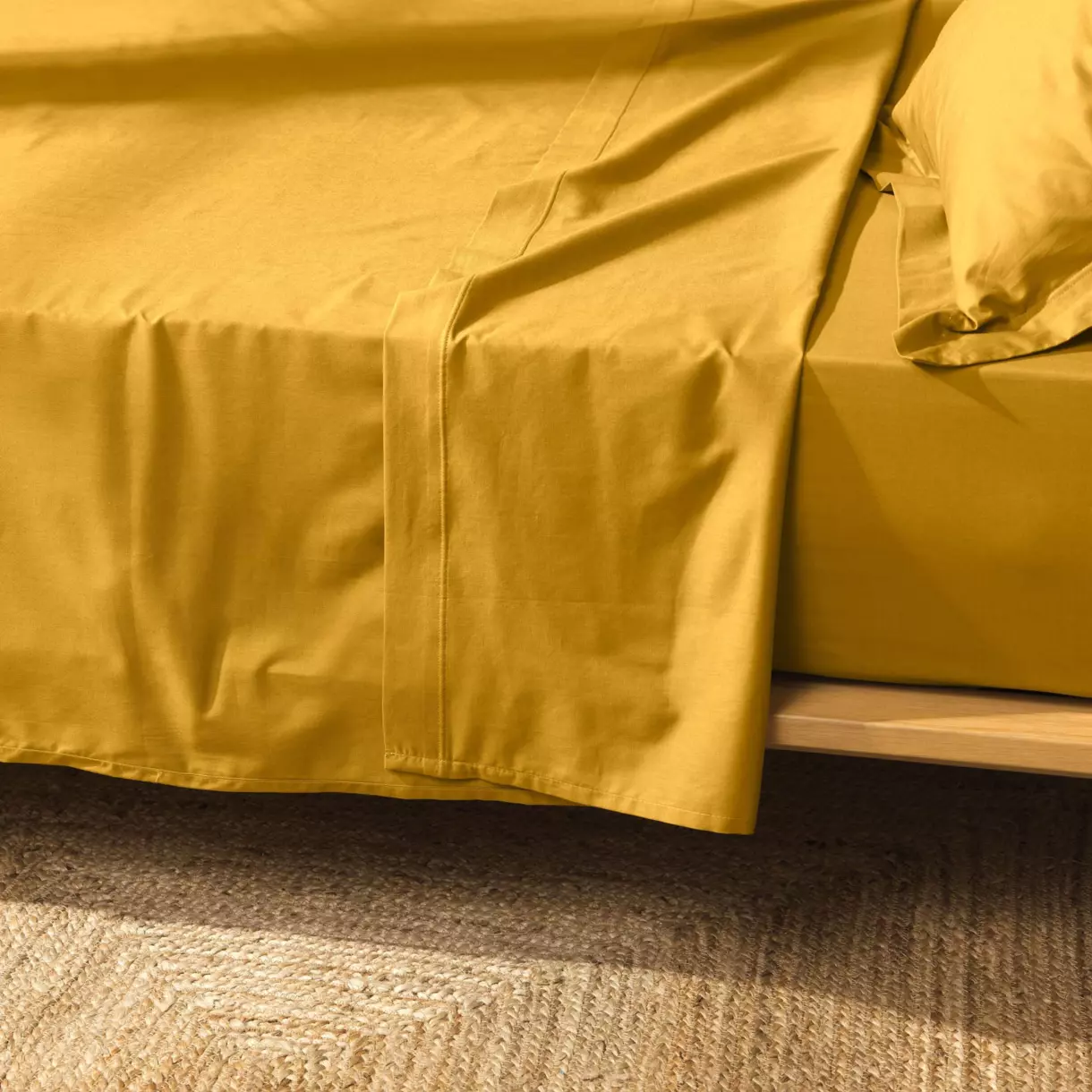 Drap plat coton bio (240 cm) Biolina Jaune ocre 1