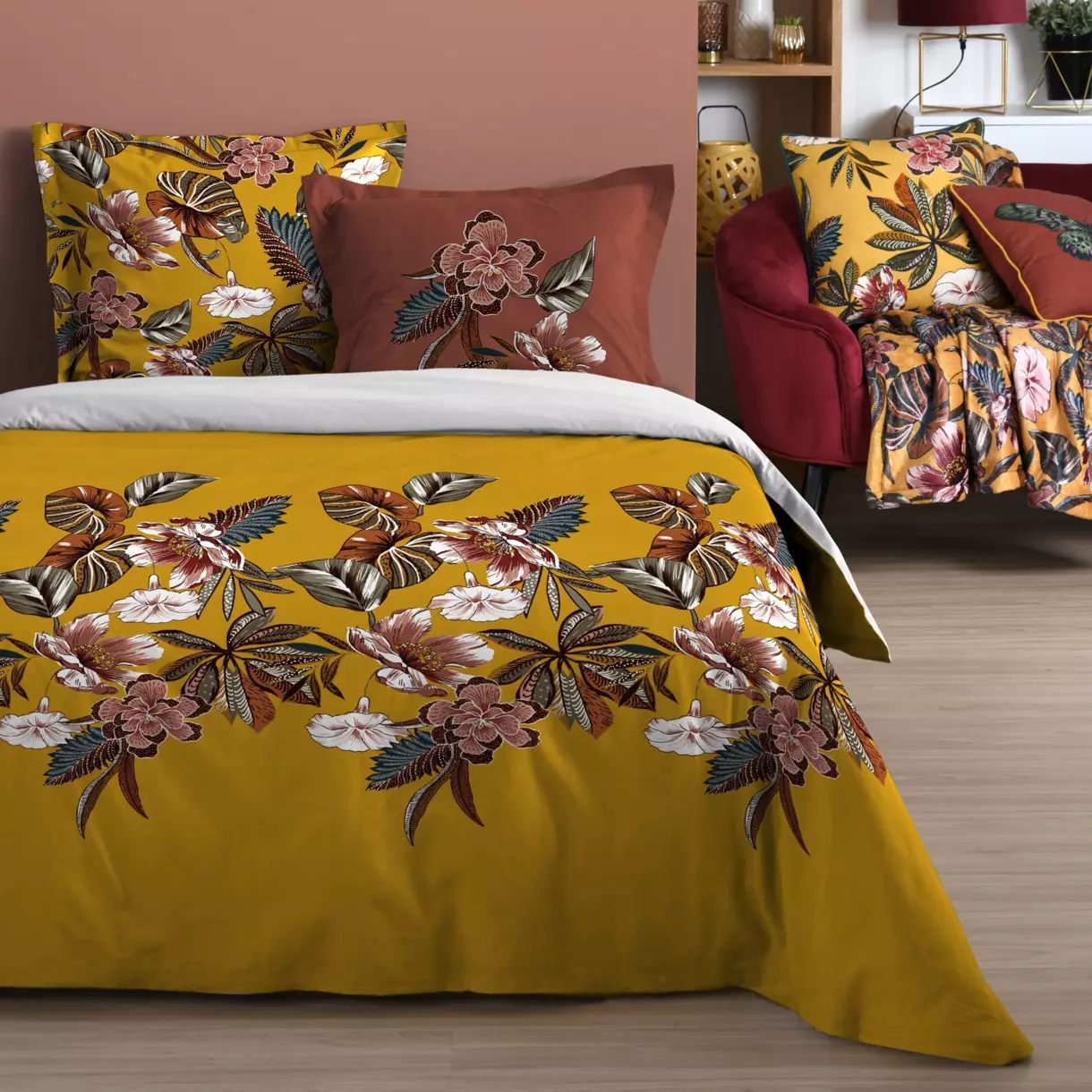 Housse de couette et deux taies coton (260 cm) Curiosity Multicolore 1