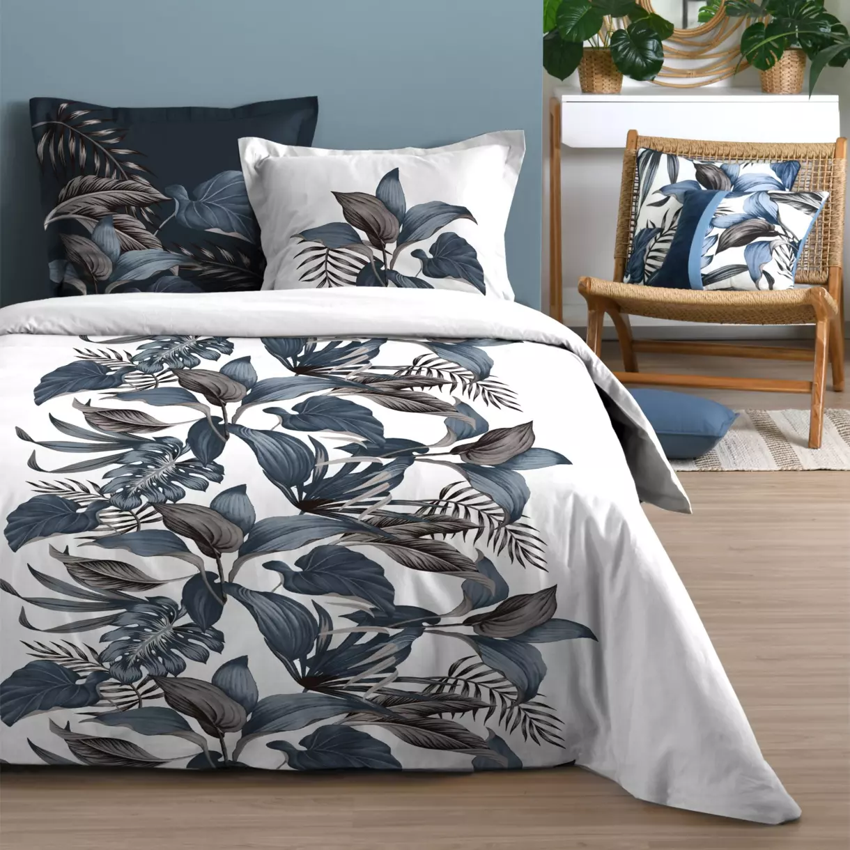 Funda Nórdica y dos fundas para almohada algodón (240 cm) Paraiso Azul 1