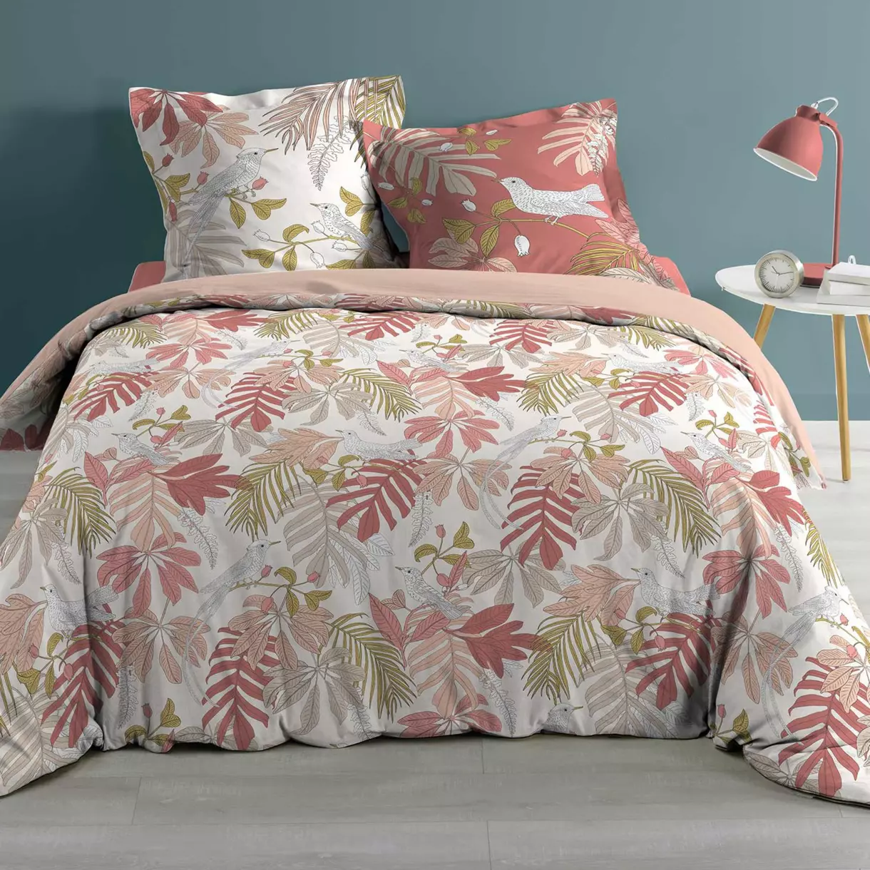 Funda nórdica y dos fundas para almohadones en algodón (260 cm) Sweet Poesy Rosa 1