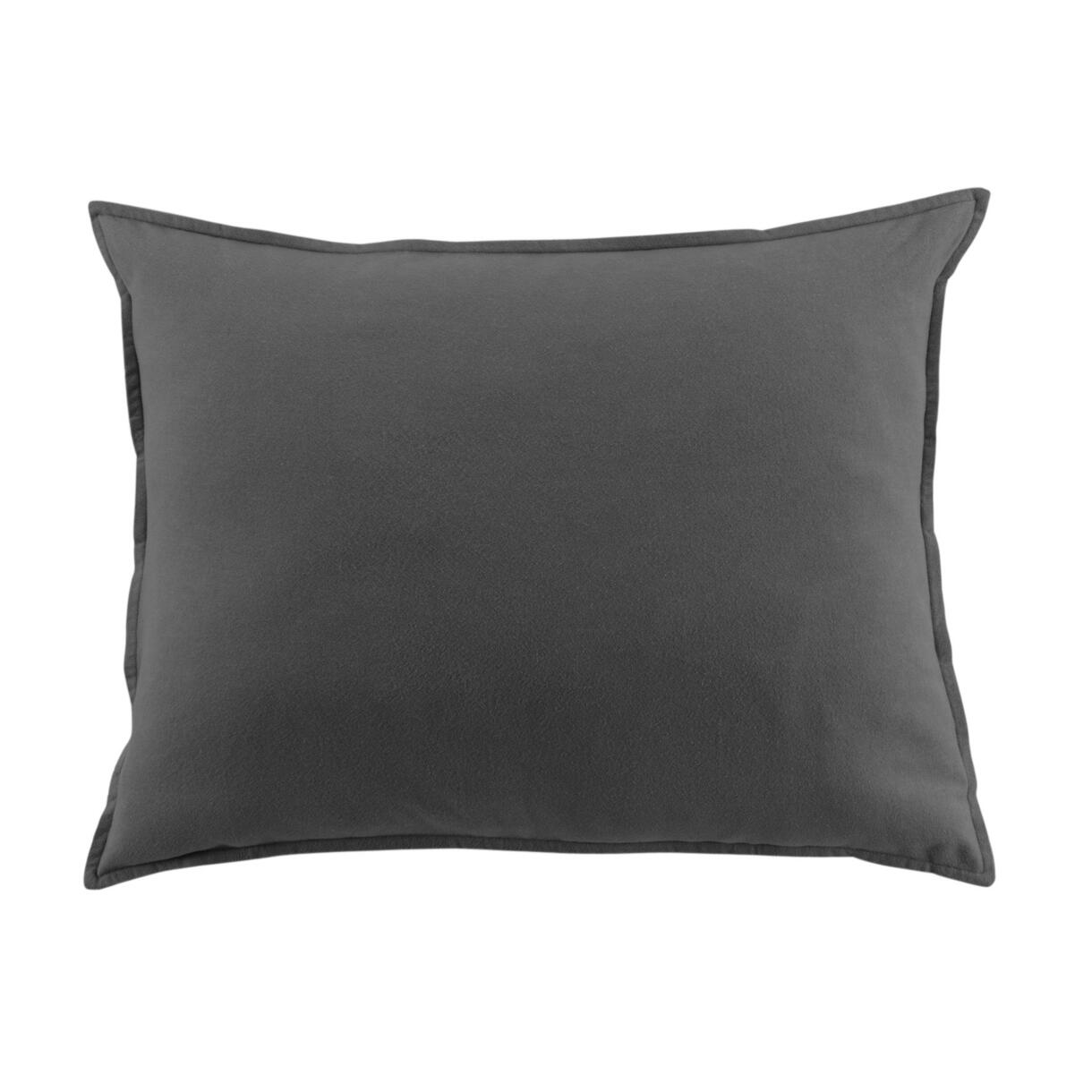 Funda de almohada rectangular en franela de algodón (70 cm) Théa Gris antracita 1