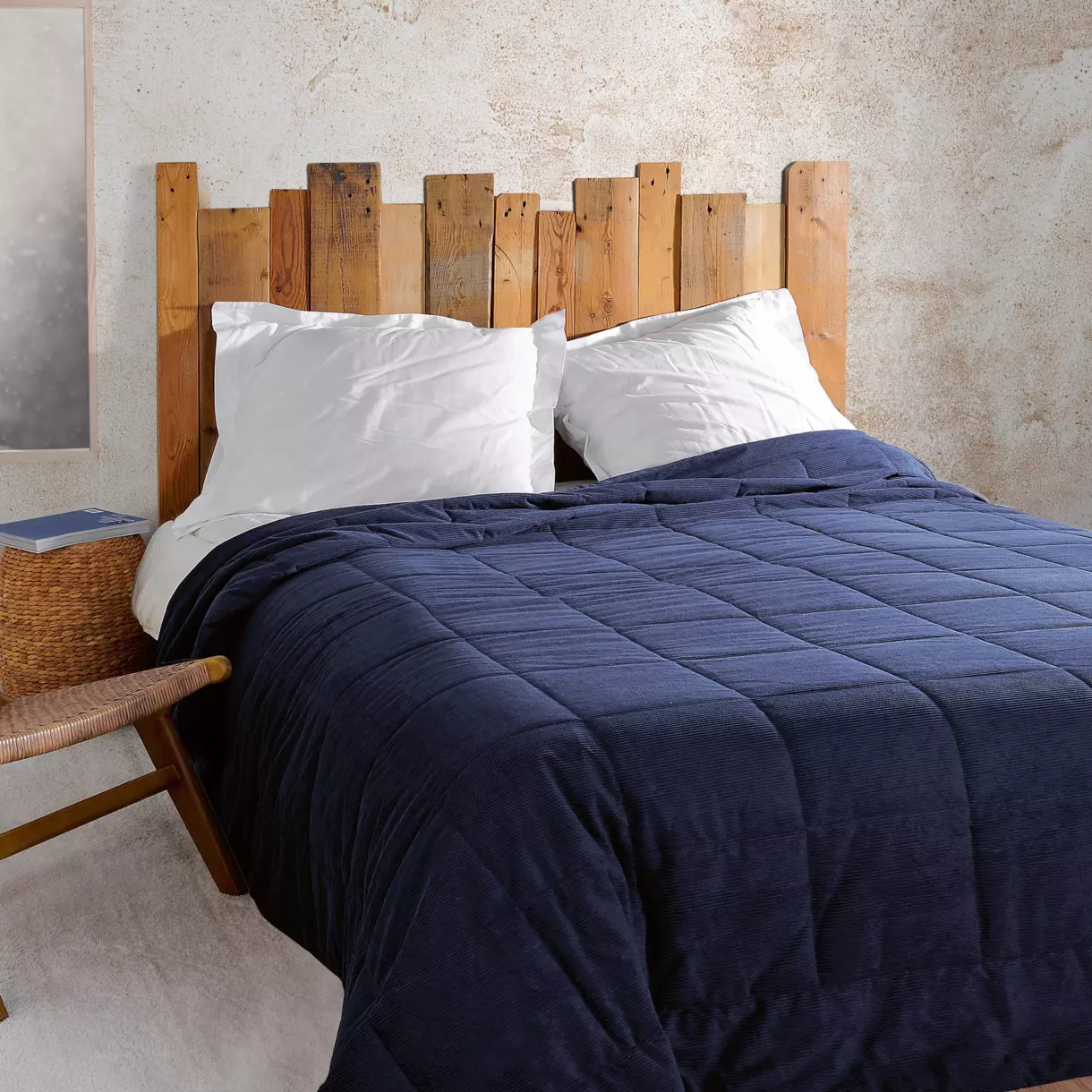 Couvre lit matelassé (130 x 180 cm) Vercors Bleu marine 1