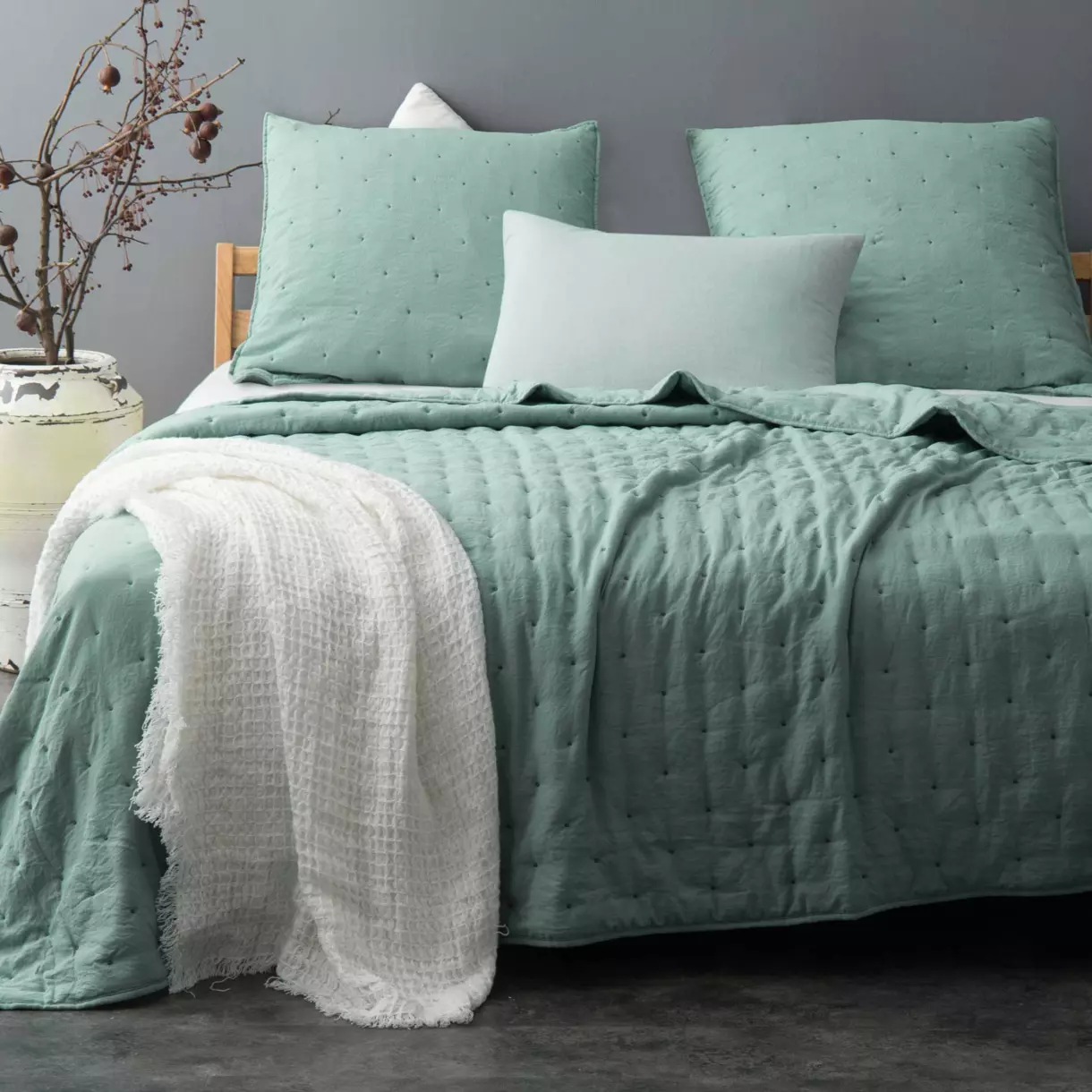 Colcha y fundas para almohadas (230 x 250 cm) Iroise Verde 1