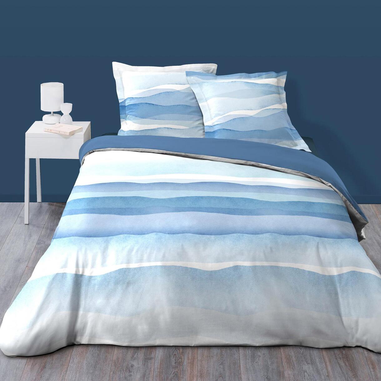 Bettbezug & 2 Kopfkissenbezüge Baumwolle (240 cm) Azzurra Blau 1