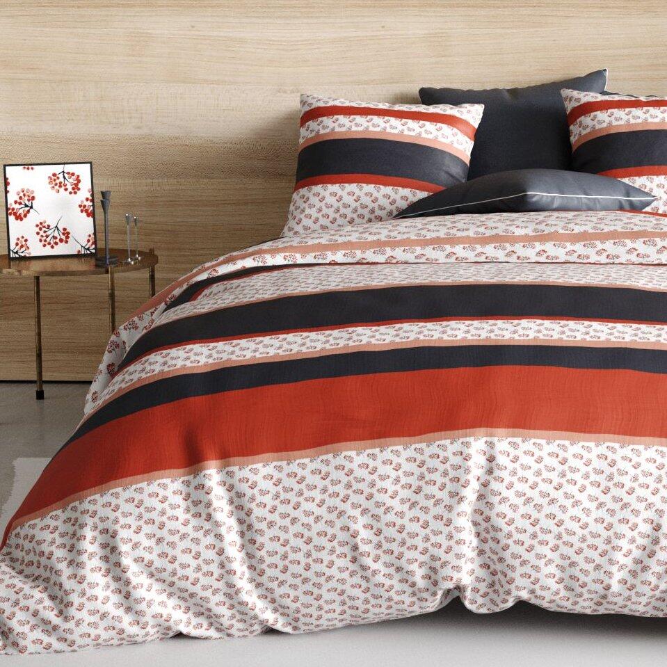 Funda Nórdica y dos fundas para almohada en algodón (240 cm) Fida Rojo 1