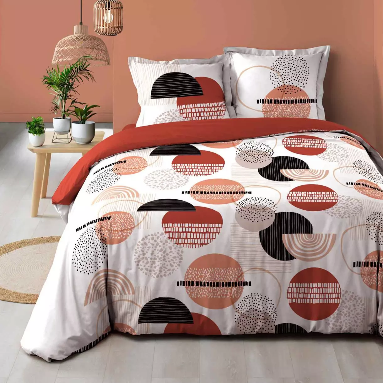 Funda Nórdica y dos fundas para almohadas algodón (240 cm) Twistine Rojo 1