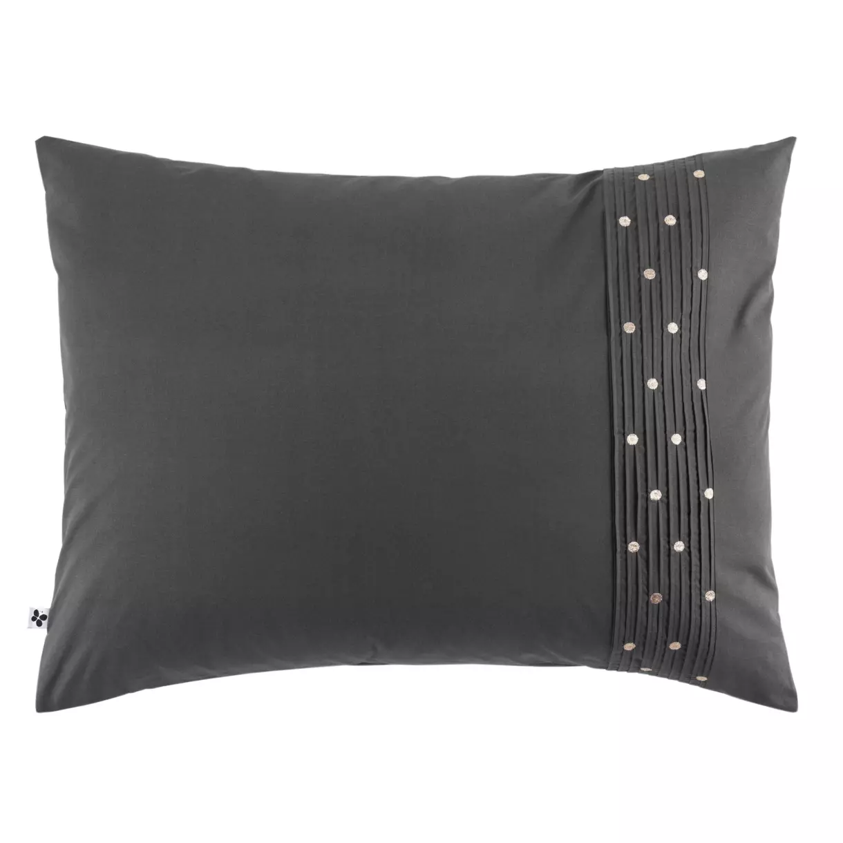 Taie d'oreiller rectangulaire brodée coton (70 cm) Agathe Gris anthracite 1