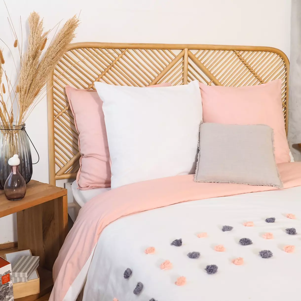 Funda nórdica y dos fundas para almohada en algodón (260 cm) Poupie color Blanco 1