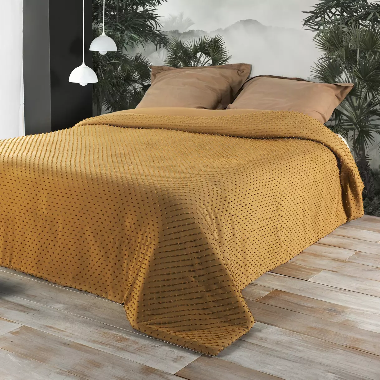 Couvre-lit (250 x 260 cm) Pompon Jaune 1