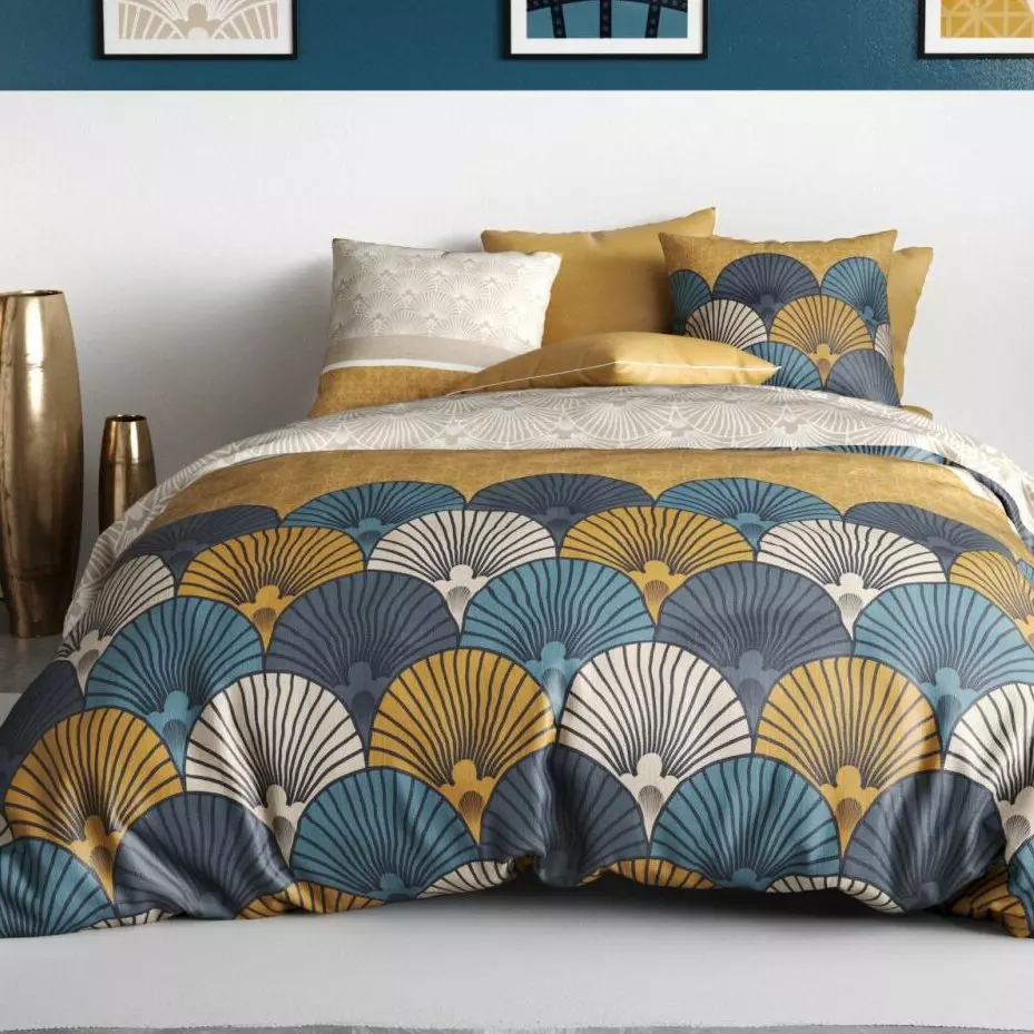 Funda Nórdica y una funda de almohada en algodón (140 cm) Maka Amarillo 1