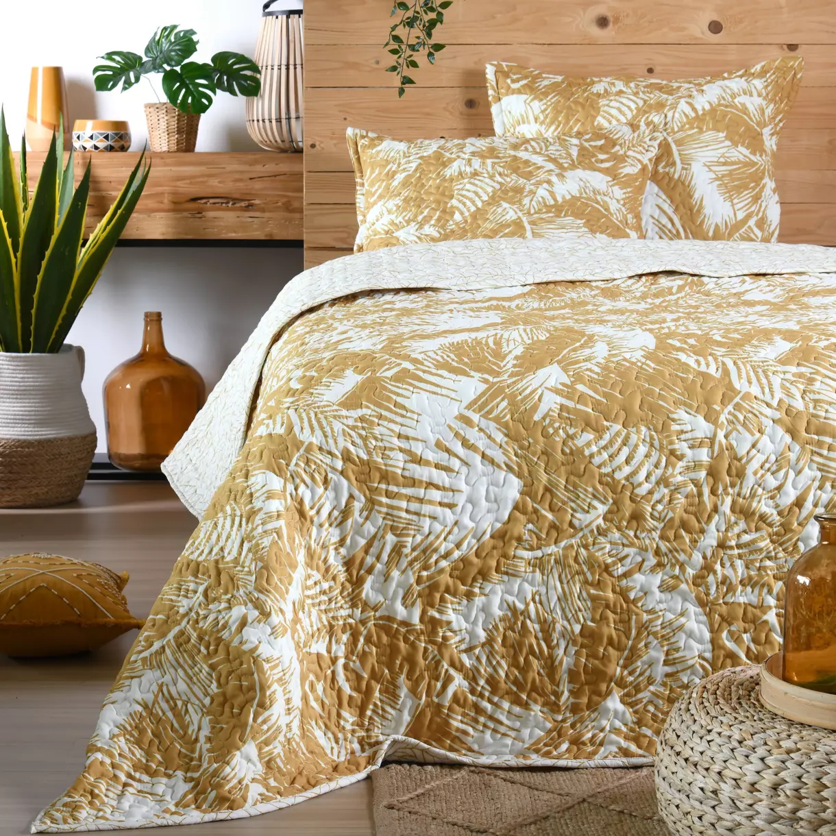 Couvre-lit et taies d'oreiller (240 x 220 cm) Bamako Jaune moutarde 1