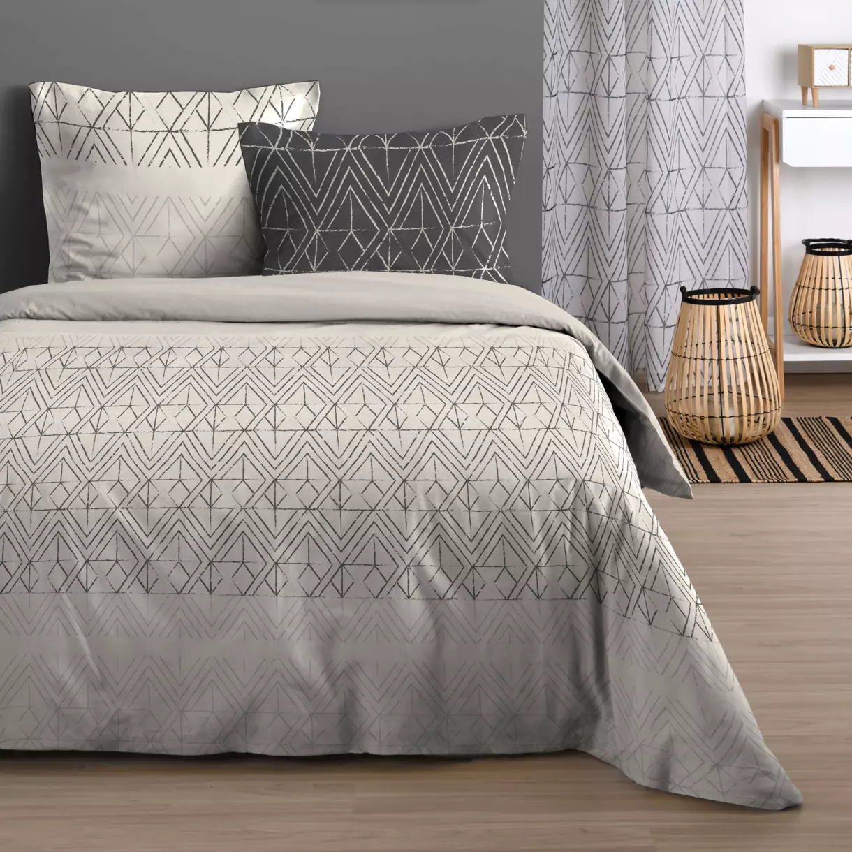 Funda Nórdica y dos fundas para almohada en algodón (260 cm) Tampa Beige 1