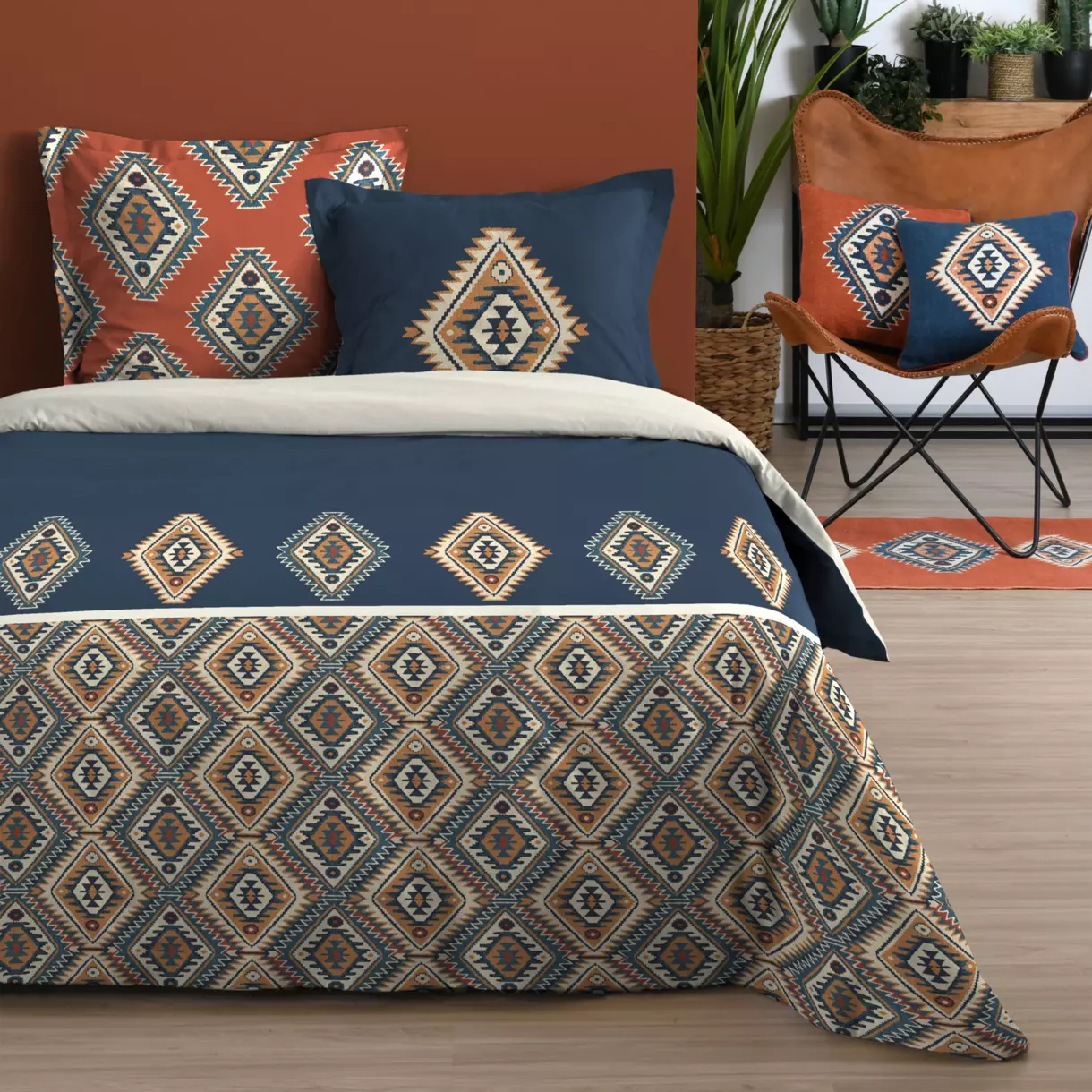 Funda Nórdica y dos fundas para almohada algodón (240 cm) Louisiane Multicolor 1