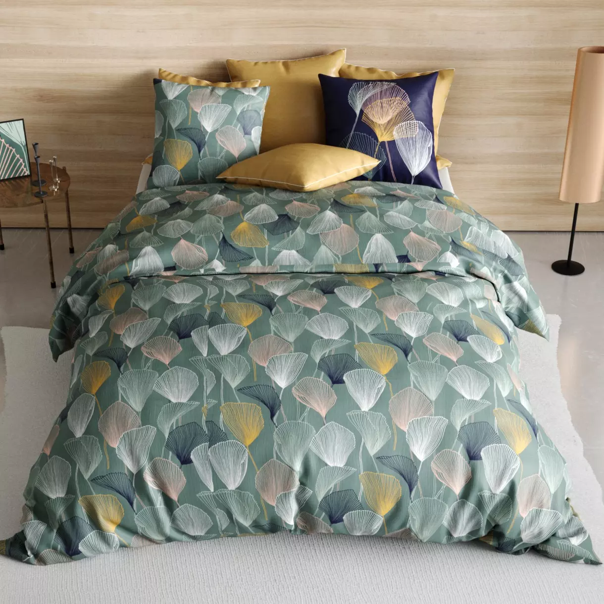 Juego de sábanas en algodón cama 140 cm 4 piezas Cottey Verde 1
