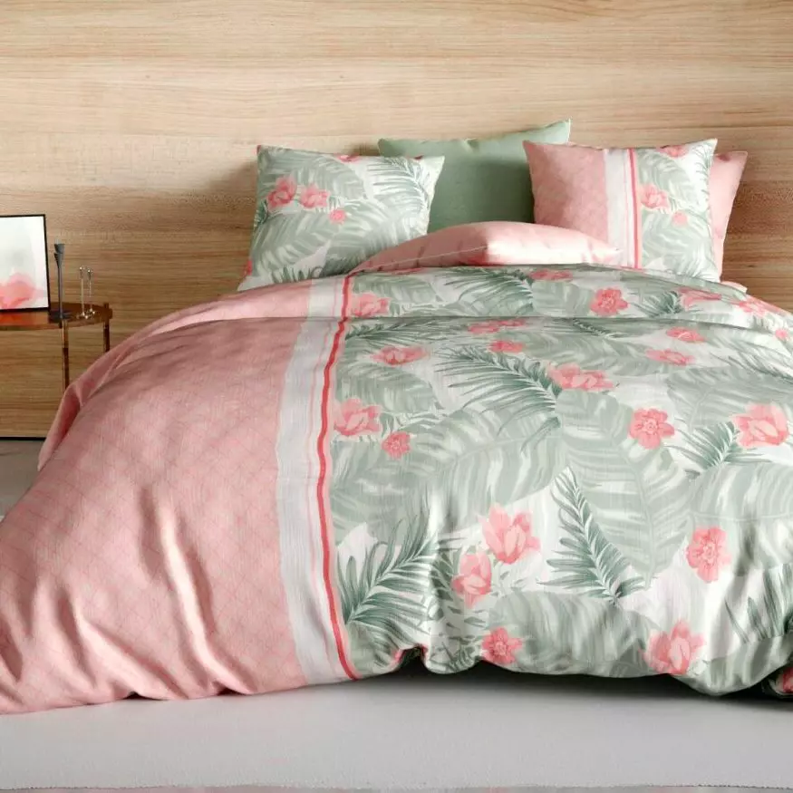 Funda Nórdica y una funda de almohada en algodón (140 cm) Bora Rosa 1