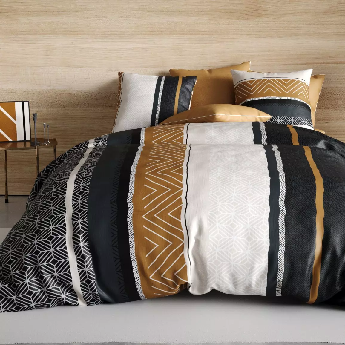 Juego de sábanas en algodón cama 140 cm 4 piezas Trophé Multicolor 1