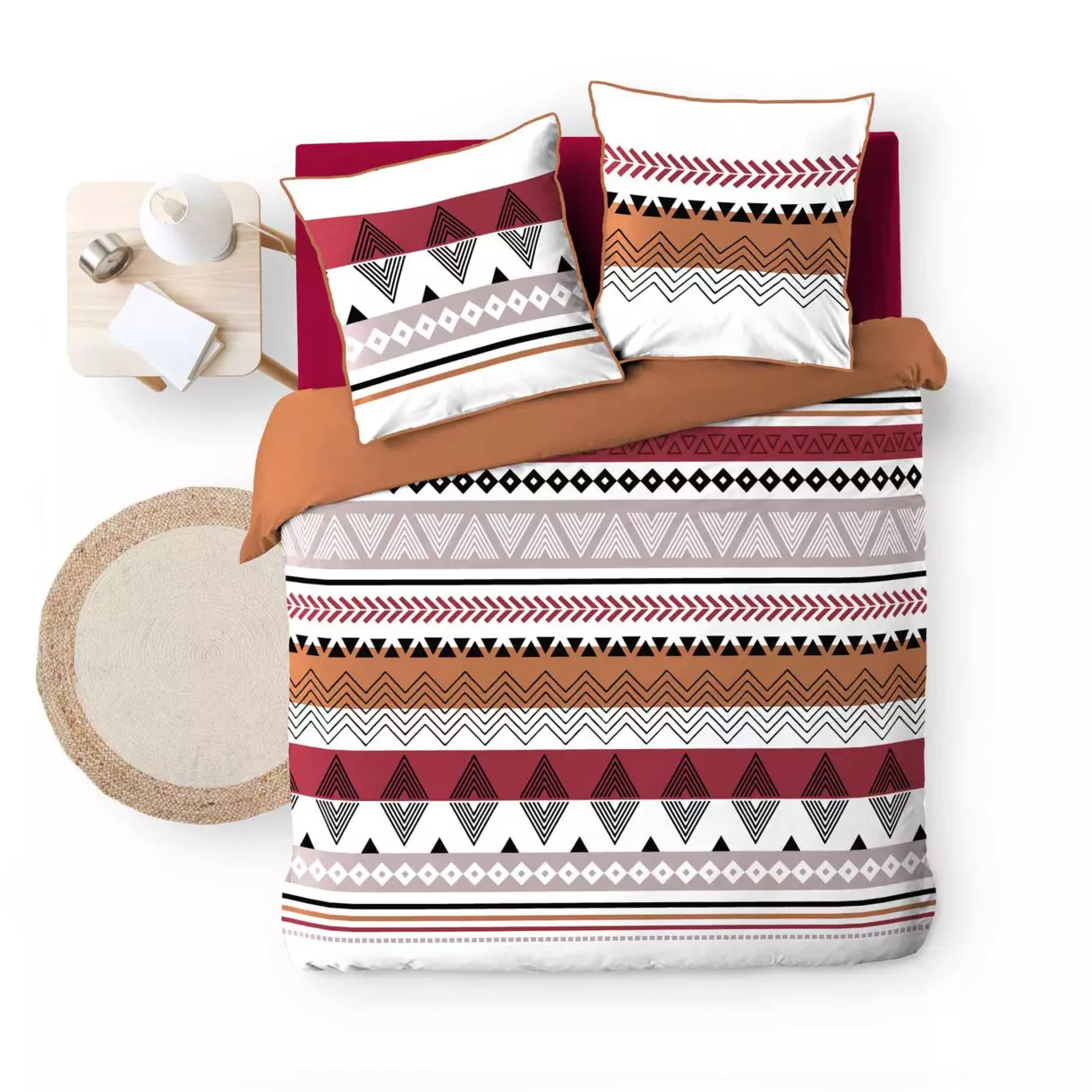 Funda Nórdica y dos fundas para almohadas algodón bio (240 cm) Annette Terracota 6