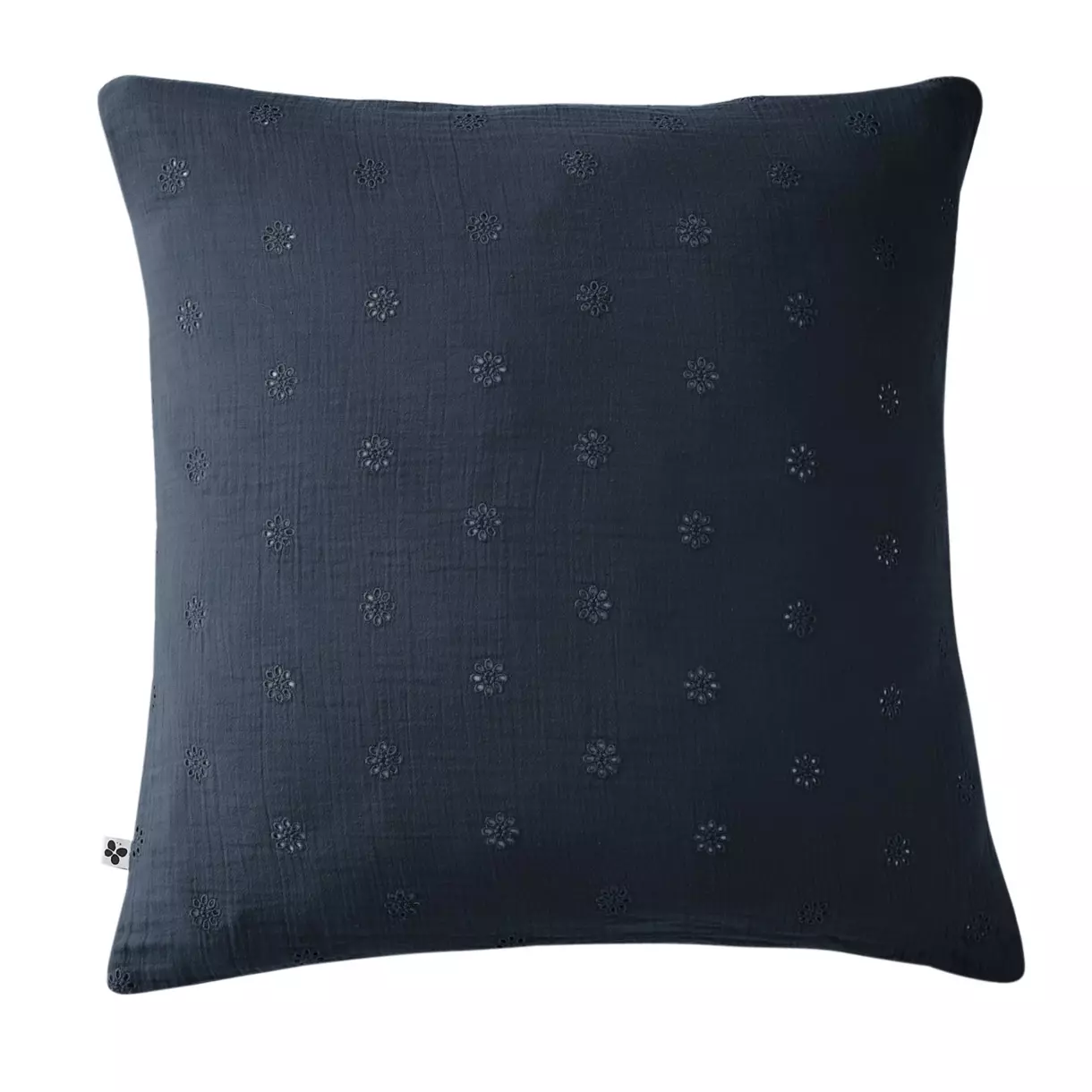 Taie d'oreiller carrée gaze de coton (60 cm) Gaïa Boho Bleu nuit 1