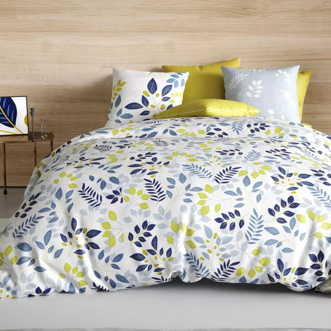 Funda nórdica y dos fundas de almohada en algodón (260 cm) Chloé Azul 1