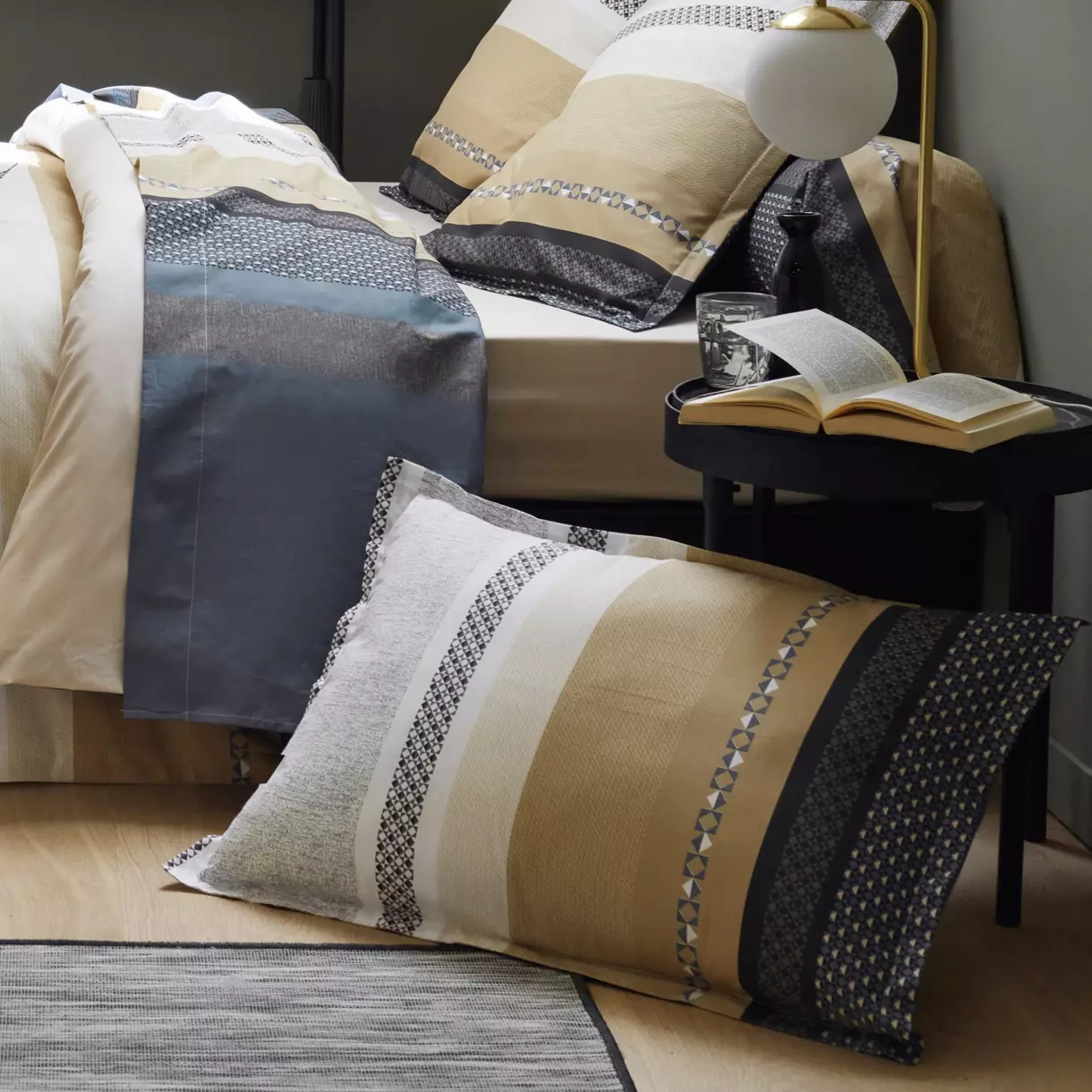 Funda para almohada rectangular percal de algodón Marlow Beige 1
