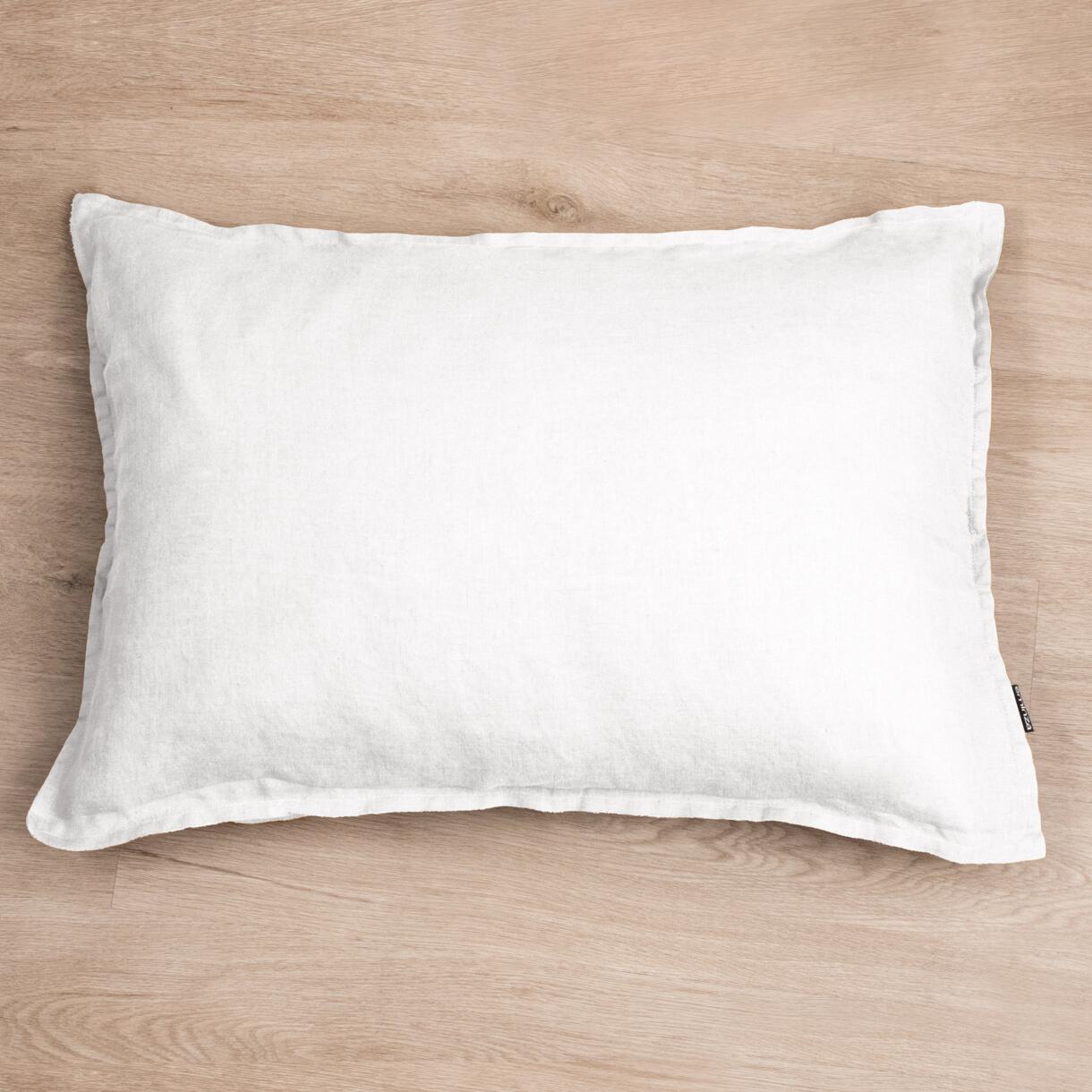 Funda de almohada rectangular en lino lavado (80 cm) Louise Blanco 1