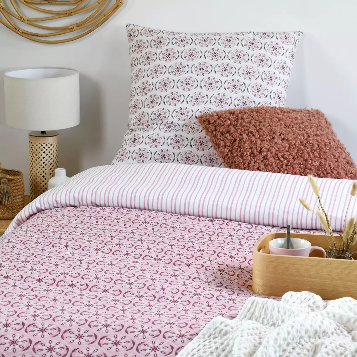 Funda Nórdica y una funda para almohada en algodón (140 cm) Emilia Rosa 1