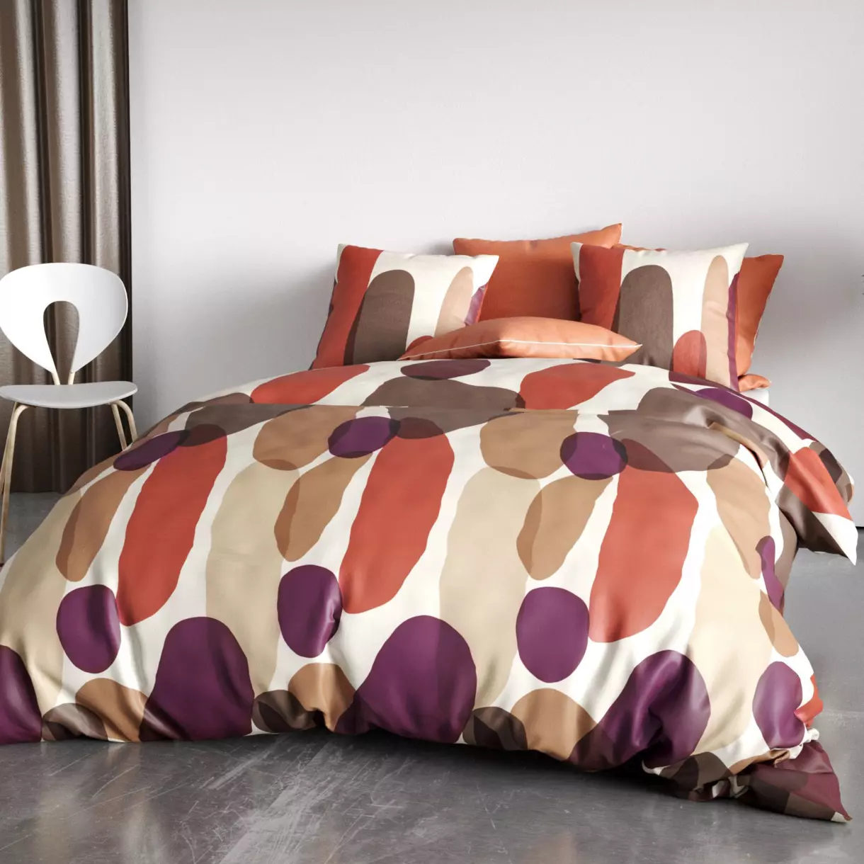 Funda nórdica y dos fundas de almohada en algodón (240 cm) Jopline Rojo 1