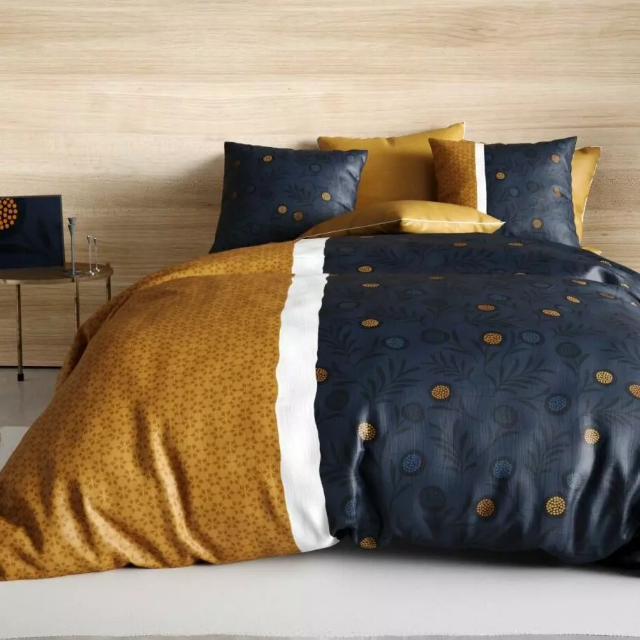 Housse de couette et une taie coton (140 cm) Bel'or Jaune 1