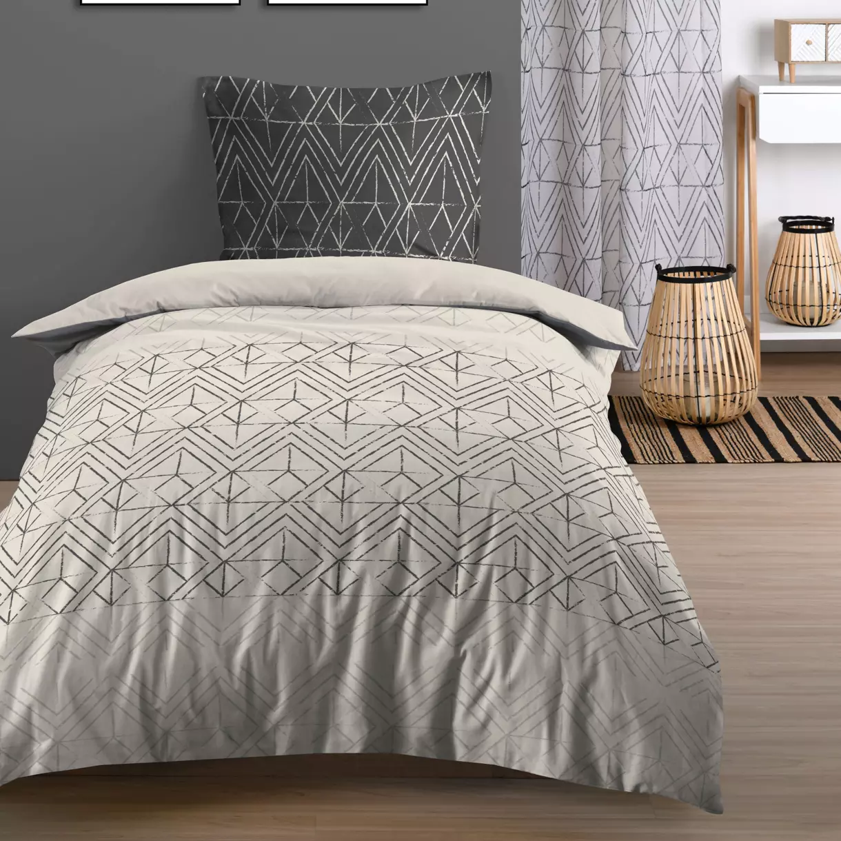 Funda Nórdica y una funda para almohada en algodón (140 cm) Tampa Beige 1