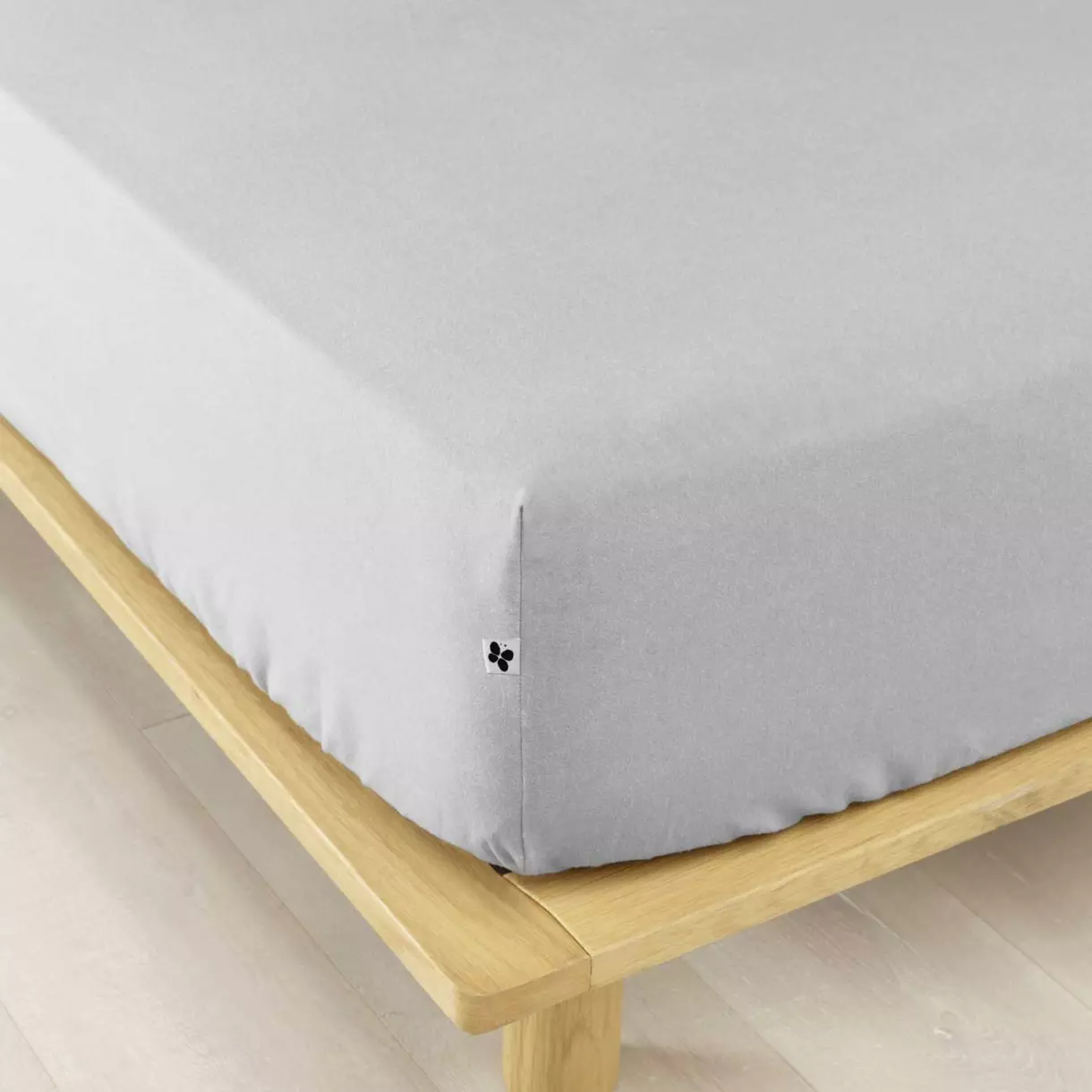 Sábana ajustable franela de algodón (180 cm) Candice Gris claro 1