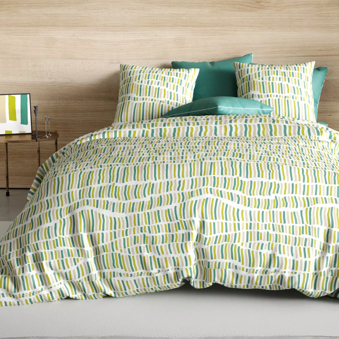 Funda Nórdica y dos fundas para almohada en algodón (260 cm) Flava Verde 1