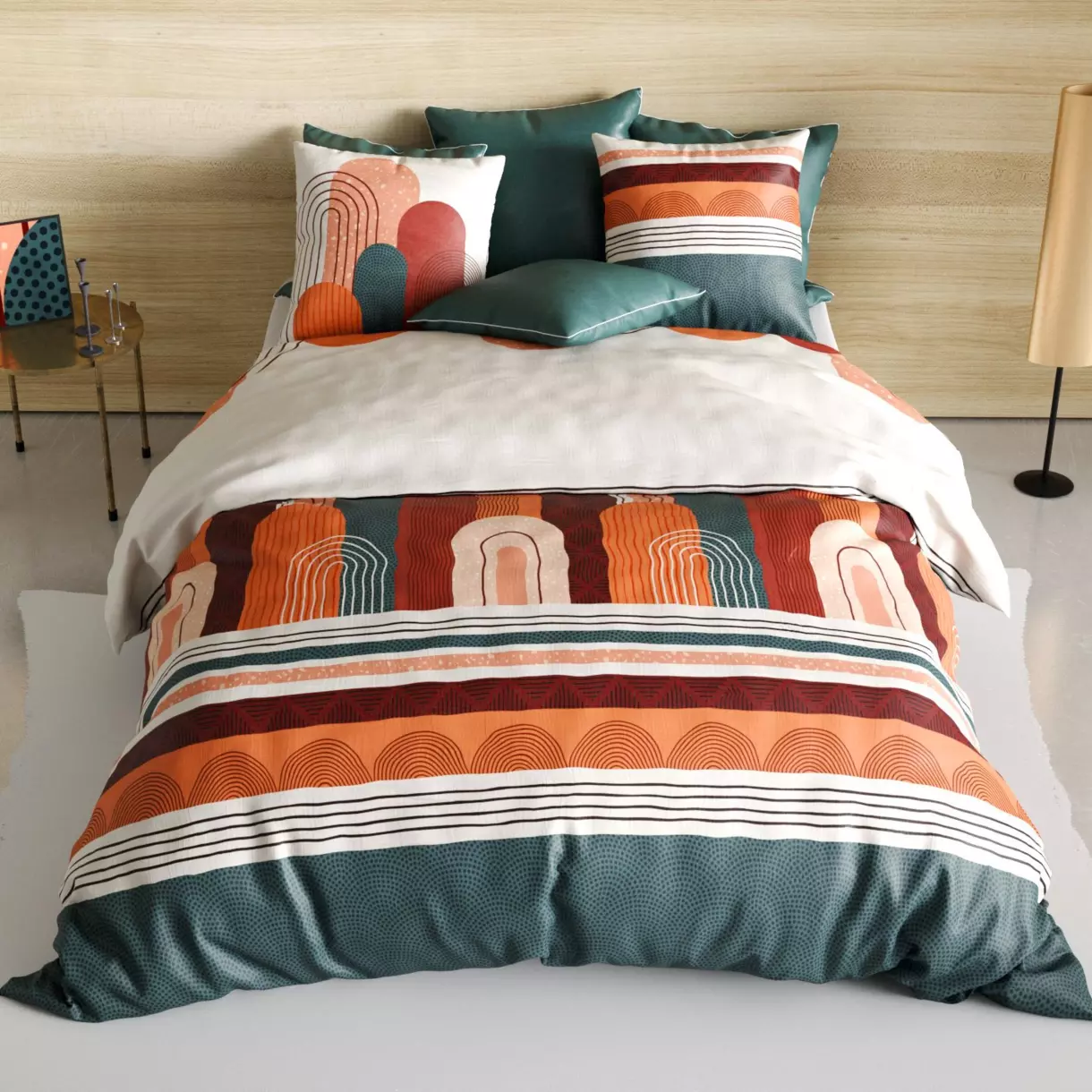Funda nórdica y dos fundas de almohada en algodón (240 cm) Galio Rojo 1